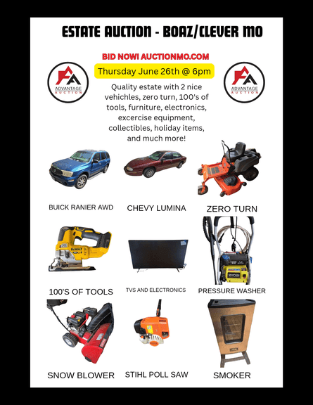 Estate Auction- Boaz/Clever MO