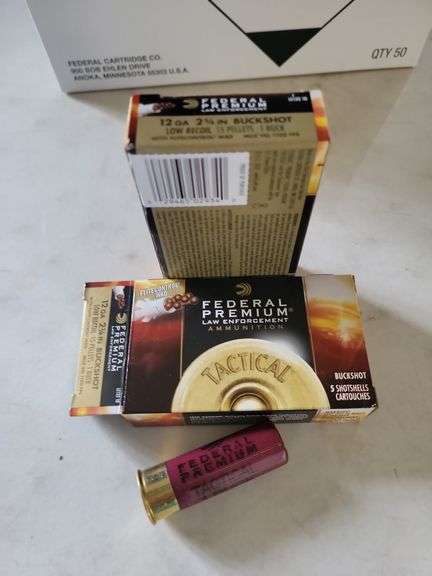 Federal premium law enforcement ammunition shotgun shells, 12 gauge 2 and 3/4-in , two boxes, ten sh