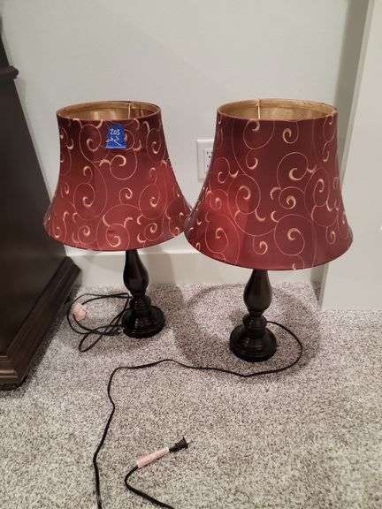Two lamp with red shades