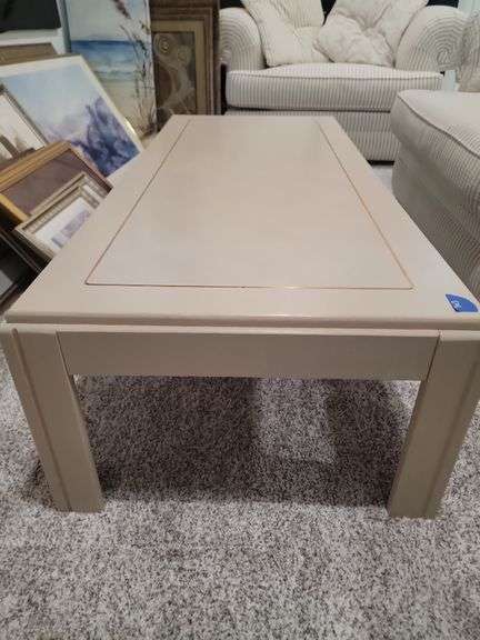 Tan coffee table & two end tables