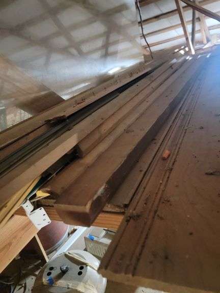 Boards and trim in loft above stairs