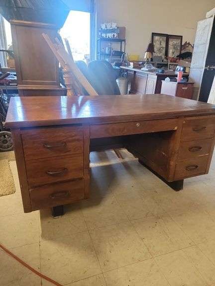 Brown wooden office desk
