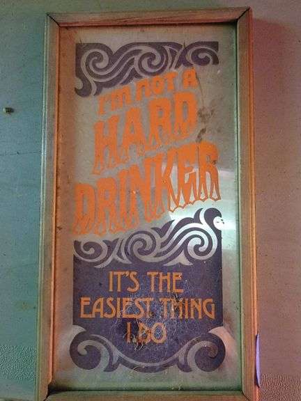 Framed Mirror With Hard Drinker Text Design