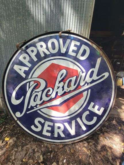 Packard Approved Service Double-Sided Porcelain Sign