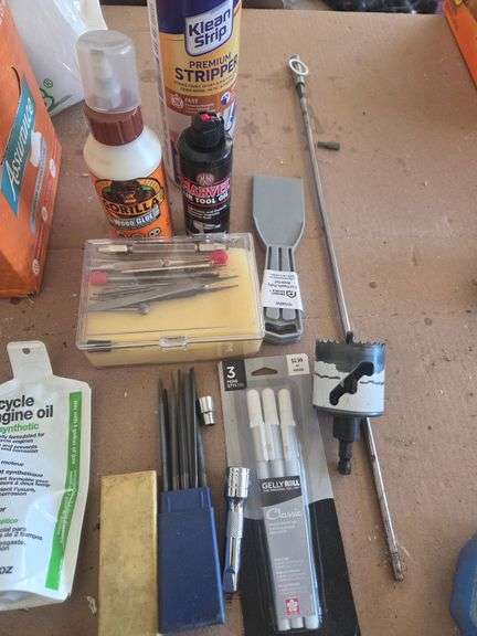 Tools and Supplies Including Oils and Drill Bits