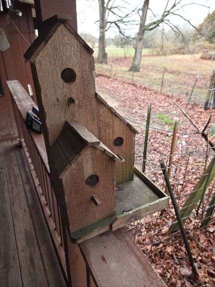 Wooden Birdhouses and Metal Wind Chimes Set