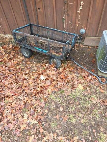 Metal Garden Utility Cart with Mesh Sides and Wheels
