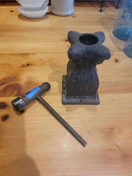 Cast Iron Post or Fence Cap with Metal ball peen hammer