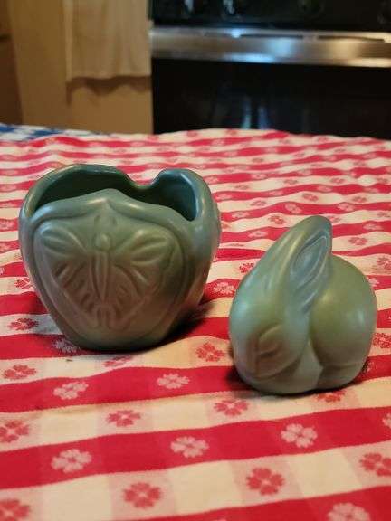 Van Briggle pottery, Colorado springs, rabbit and small vase