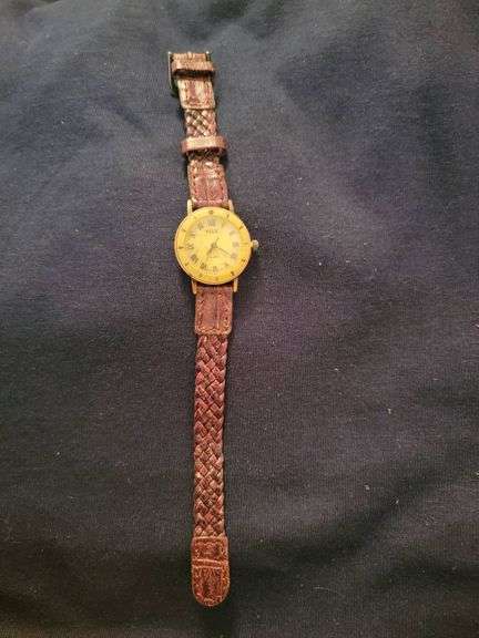 Relic Quartz Watch with Woven Leather Strap and Box