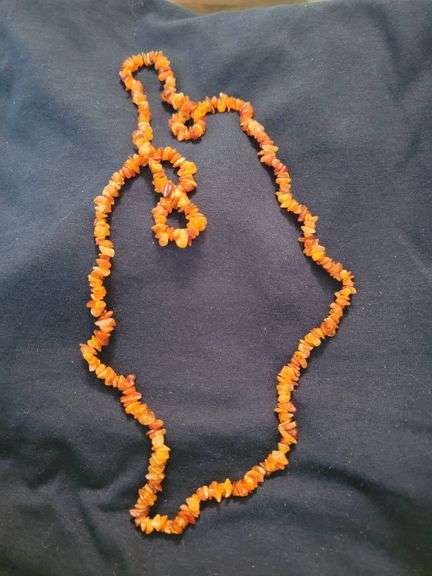 Long Carnelian Stone Chip Bead Necklace with Secure Clasp