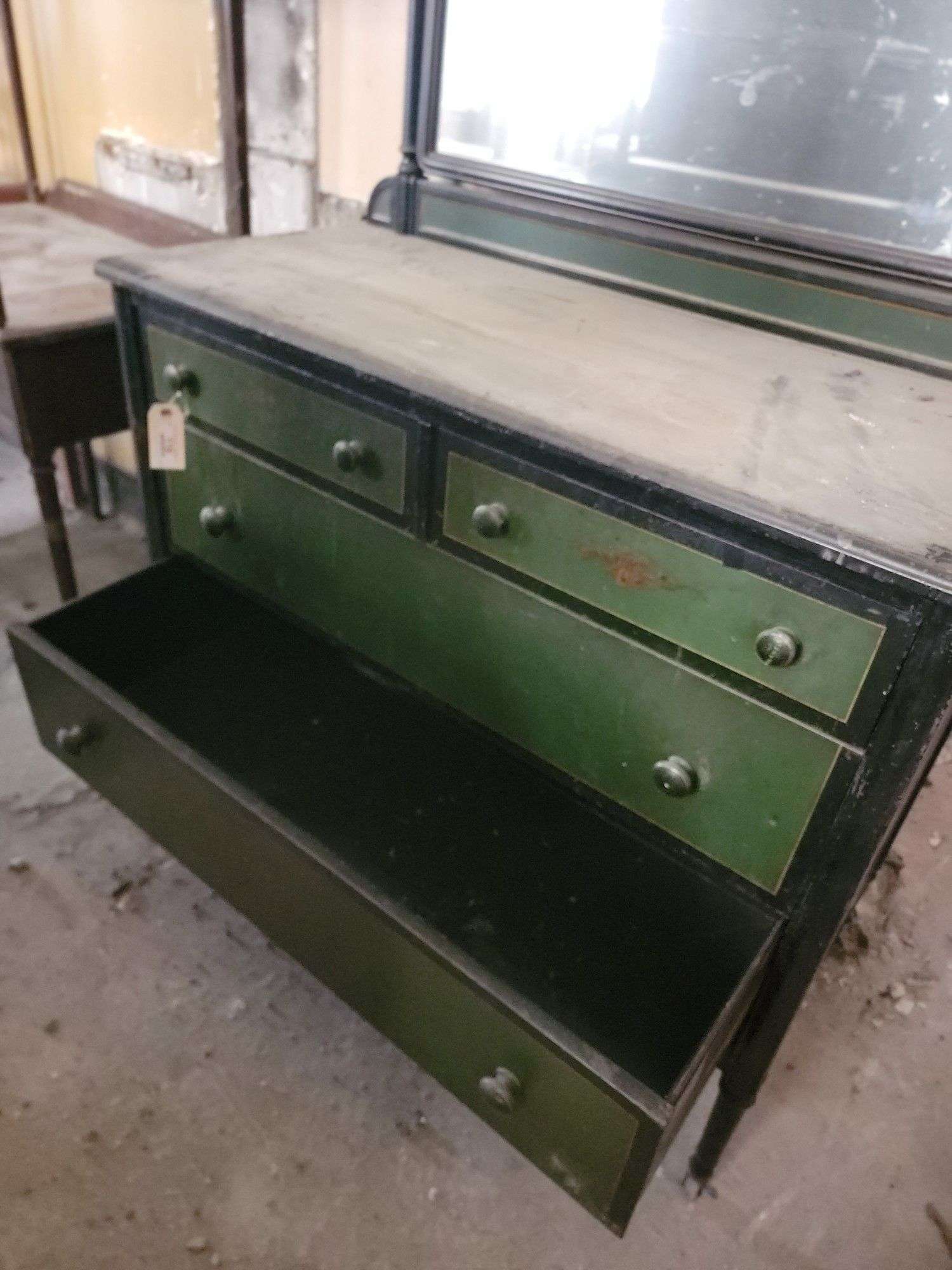 antique metal dresser with mirror 1940s Simmons Steel Highboy Dresser w/ Mirror