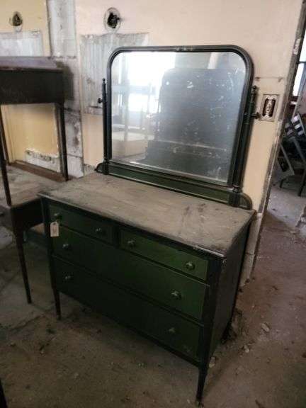 Antique Metal Dresser w/ Mirror- Approx. 2'x4'x5' - Baer Auctioneers -  Realty, LLC