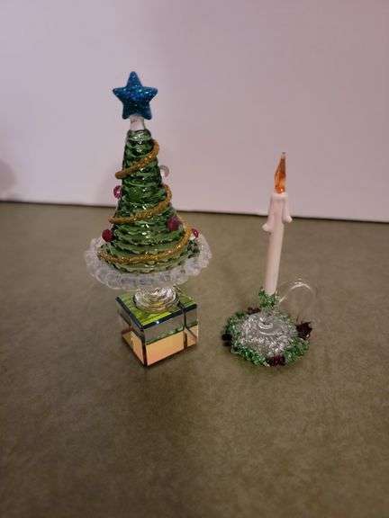 Vintage Hand Spun Glass Christmas Tree & Candle