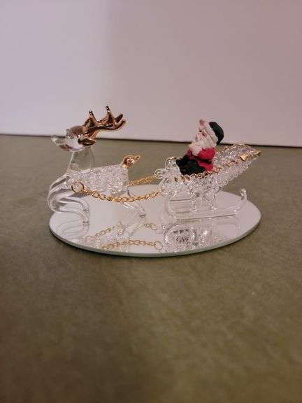 Vintage Hand Spun Glass Santa-Sleigh-Reindeer