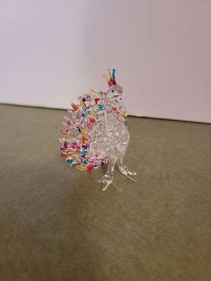 Vintage Hand Spun Glass Peacock