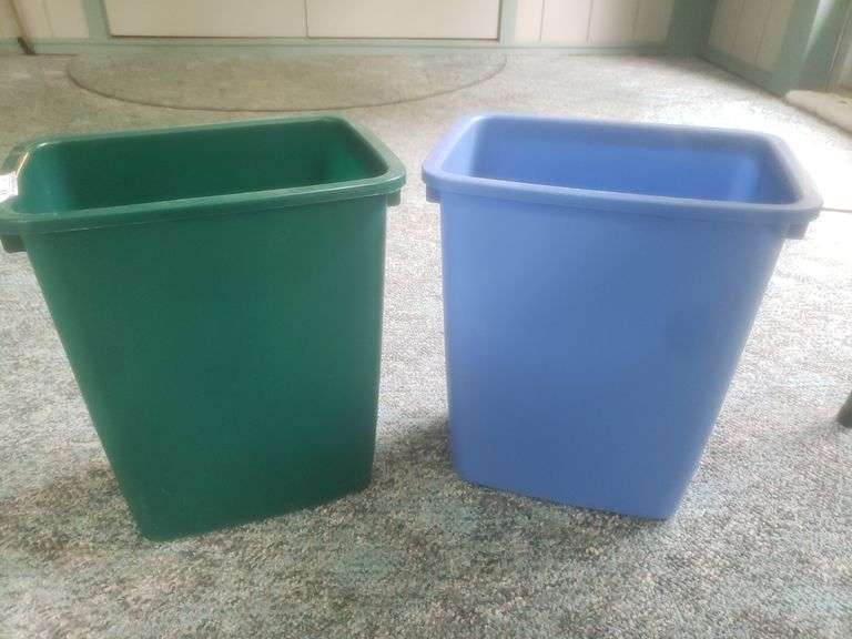 2 Small Plastic Trash Bins