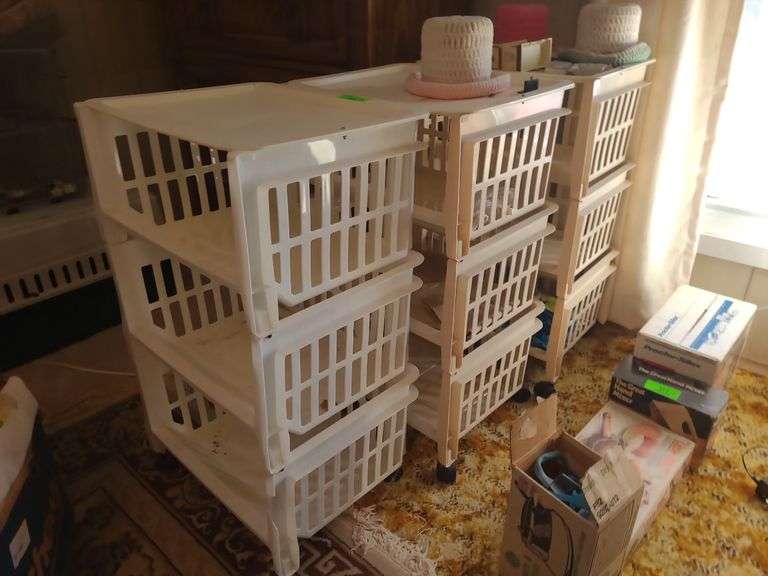 3 Plastic Organizers On Casters