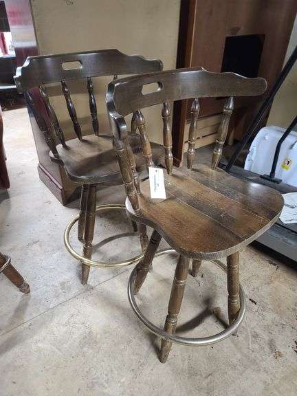 Two Wood Barstools