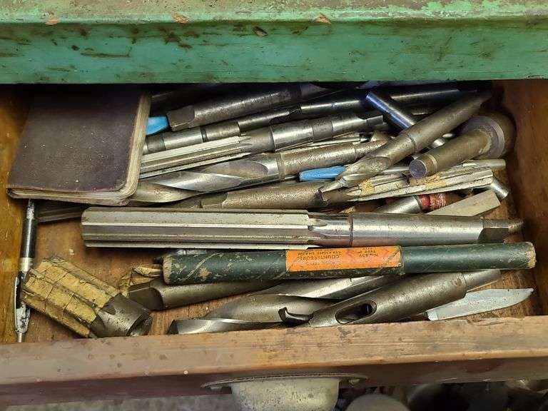 Atlas Lathe, Approx. 4½ft x 4ft x 16in. Includes Six drawers and Contents And Wall Cabinet and Contents, Very Heavy, Bring Help