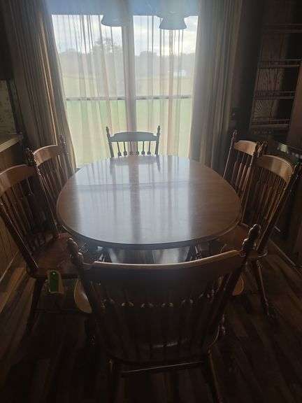 Dining Table And 6 Chairs (Approx. 58" × 41" Plus 2 Leaves)
