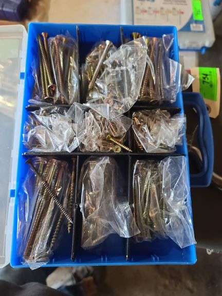 Two-Sided Plastic Case of Assorted Screws and Anchors