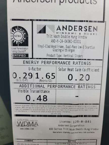 NIB Andersen Double-Hung Window, Approx. 26x68