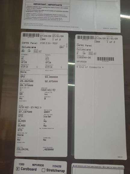 Large Andersen Sliding Glass Door Approx. 72"x96"