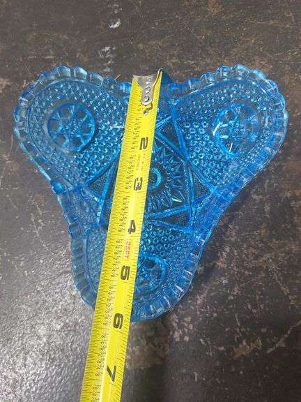 Vintage Cut Glass Sawtooth Amber Dish