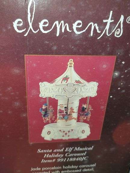 Porcelain Elements Christmas Carousel The carousel is musical and plays holiday melodies.