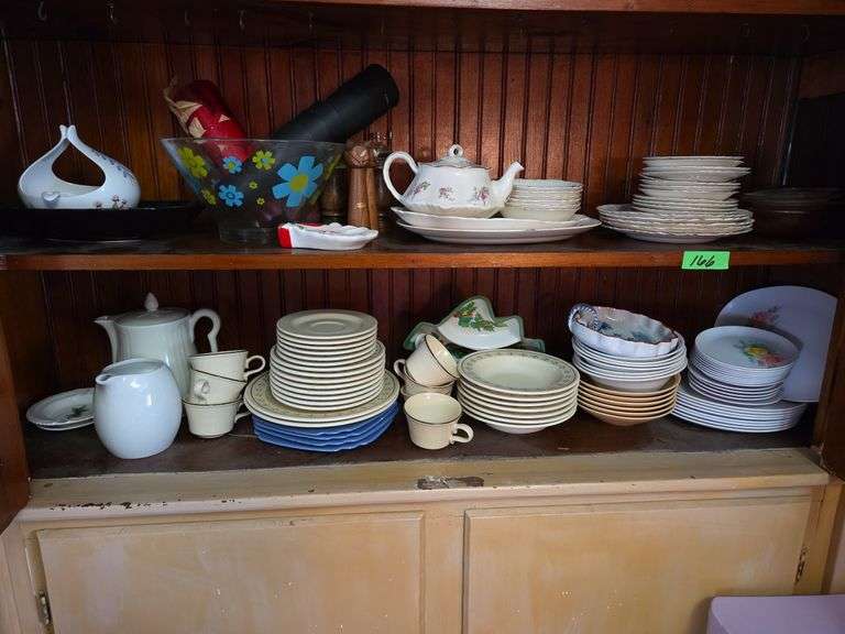 2 Shelves Of Assorted Dishes