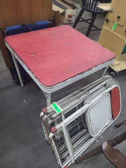 Children's Folding Table, 4 Chairs, And Folding Chair
