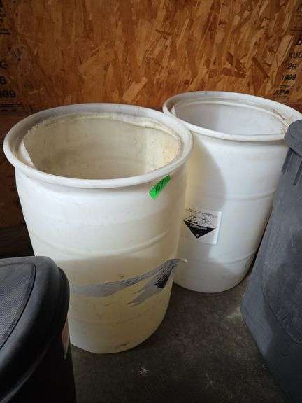 2 White Plastic Drums No Lids