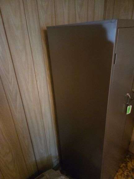 Metal Cabinet Only Contents Excluded  Approx 30" x 2" x 64" Tall Pickup At End Of Auction