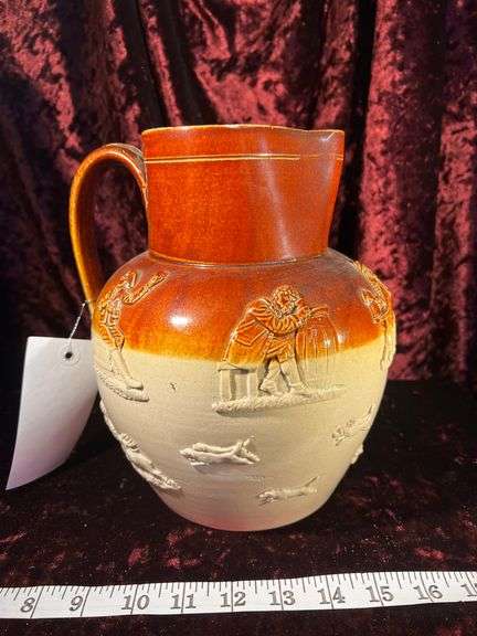 Two-Tone Glaze Doulton Jug with English Countryside Scenes