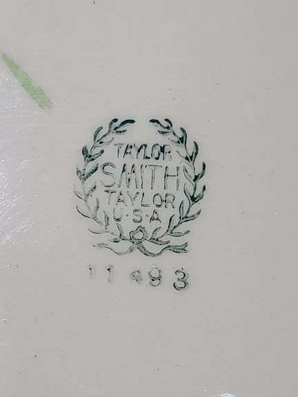 Tote of Taylor Smith Taylor China Set, 43pcs, Some Minor Chipping
