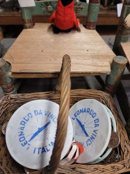 2 Antique Children Chairs,Ty Beanie, Dolls, Tambourines, Mirror