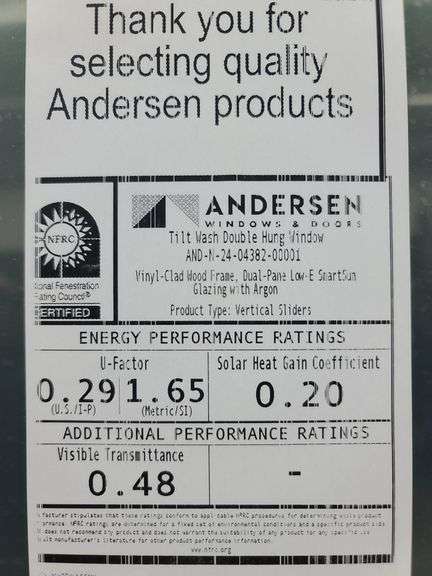 TWO BOXES: NIB Andersen Double Hung Window Approx. 42x63½ and Insect Screen