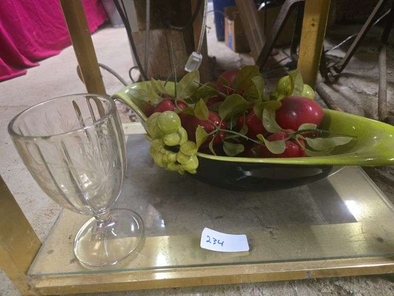 Decorative Fruit Center Piece, Cut Glass Goblet