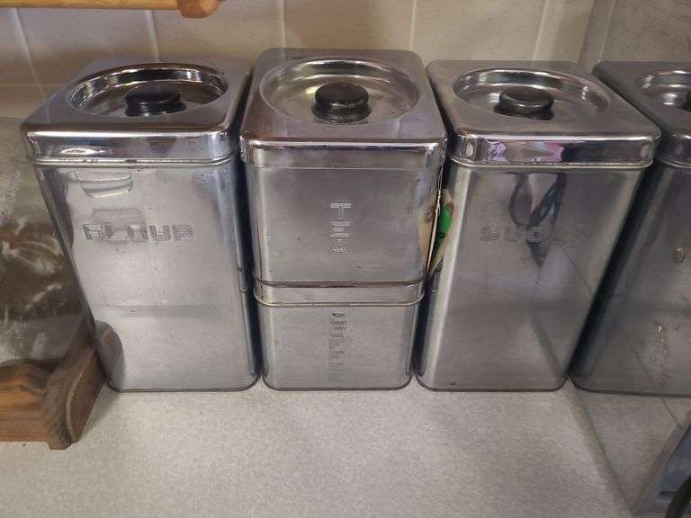 4 Vintage Metal Canisters
