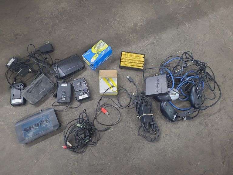 Lumber Crayons, Staples, Dynex Ethernet Switches, Mouse, And Power Cords
