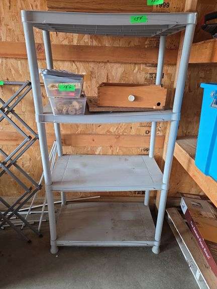 4 Shelf Plastic Shelving Unit Approx 5' Contents Excluded