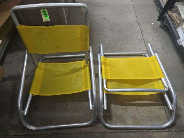 2 Aluminum Yellow Folding Chairs