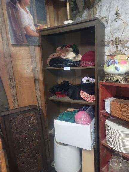 Vintage Hats, Men's Neck Ties, Lamp Shade, Brass Style Lamp (excluding Shelf)