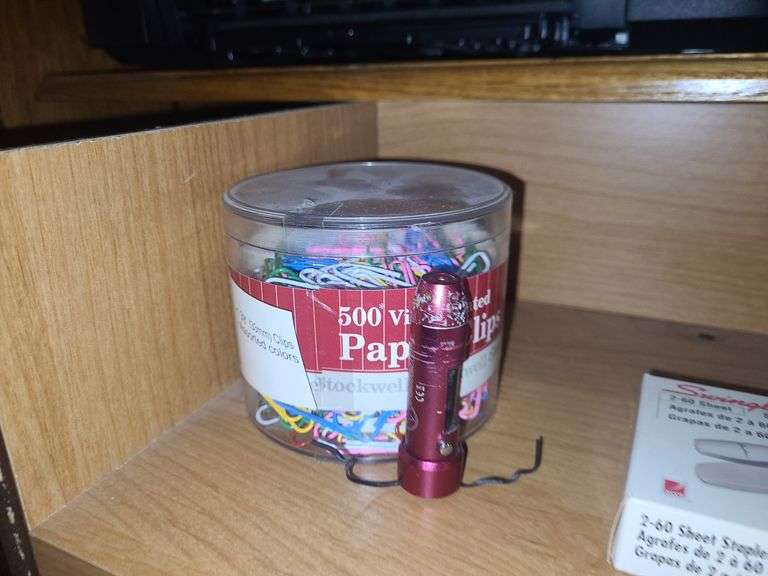 Desk And Contents, Card Stock, Paper, And Lamps (Some Damage)