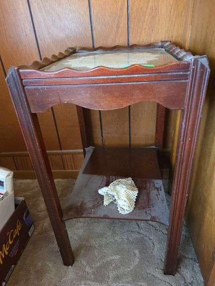 Vintage Side Table W/ Glass On Top