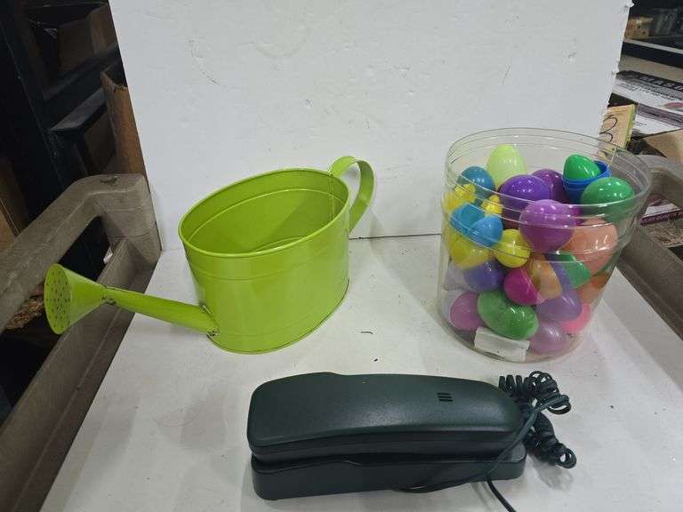 4 Boxes Decor, Tins, Party Lights, Easter Eggs, Watering Can