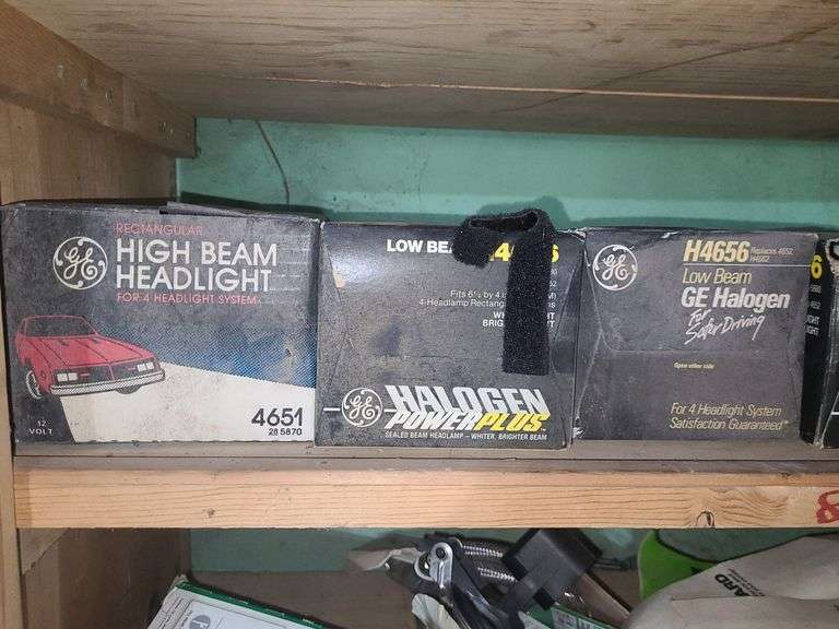 4 Plastic Shelving Sections, Headlights, PVC Pipe, Copper Pipe, And Ballcocks