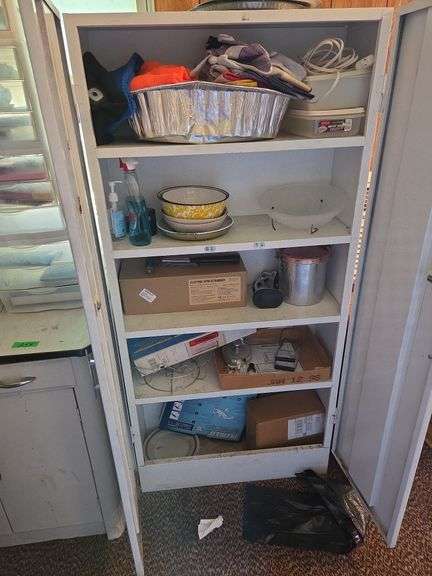 Metal Cabinet & Contents
