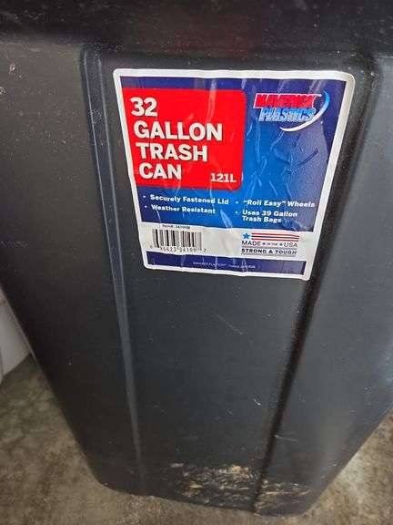 2 Black Trash Cans W/ Wheels